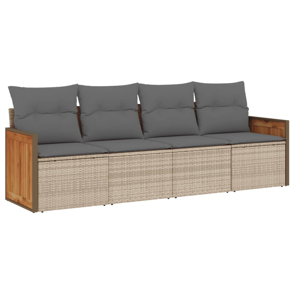 4-dijelni set vrtnih sofa s jastucima bež od poliratana