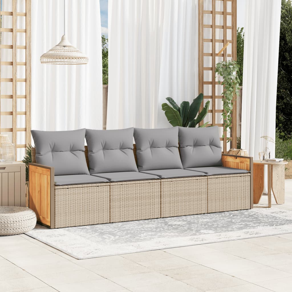 4-dijelni set vrtnih sofa s jastucima bež od poliratana