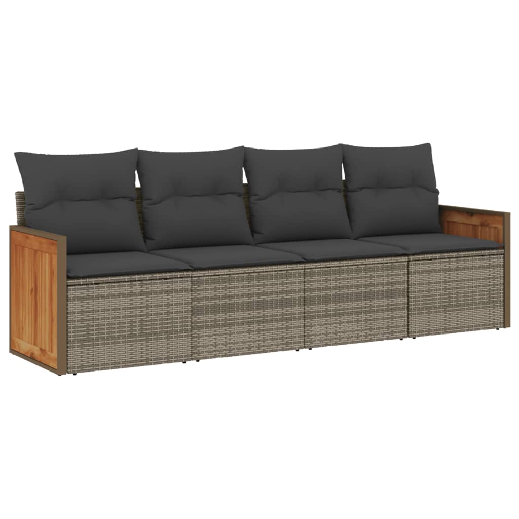 4-dijelni set vrtnih sofa od poliratana s jastucima sivi