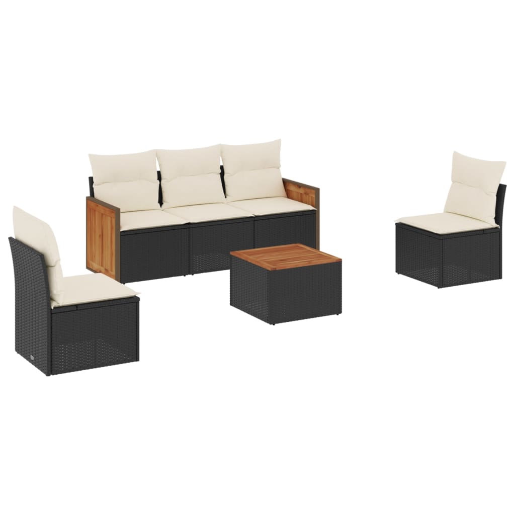 6-dijelni set vrtnih sofa s jastucima crni od poliratana