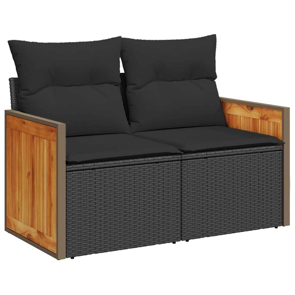 8-dijelni set vrtnih sofa od poliratana s jastucima crni