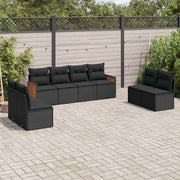 8-dijelni set vrtnih sofa od poliratana s jastucima crni