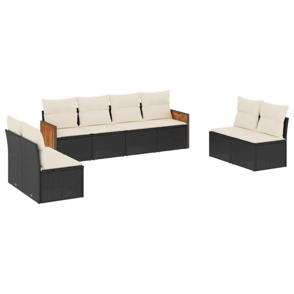 8-dijelni set vrtnih sofa od poliratana s jastucima crni