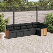6-dijelni set vrtnih sofa s jastucima crni od poliratana Crna 62 x 62 x 69 cm