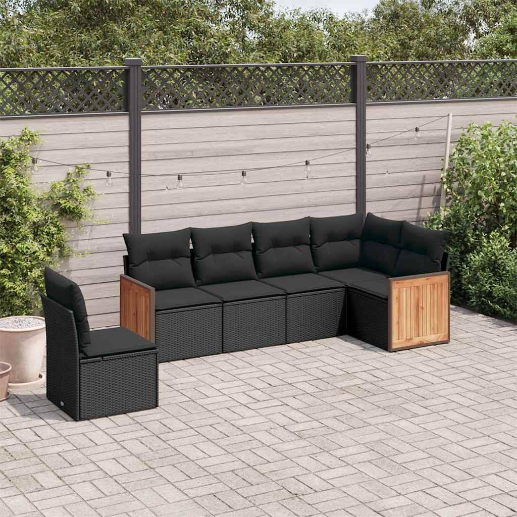 6-dijelni set vrtnih sofa s jastucima crni od poliratana
