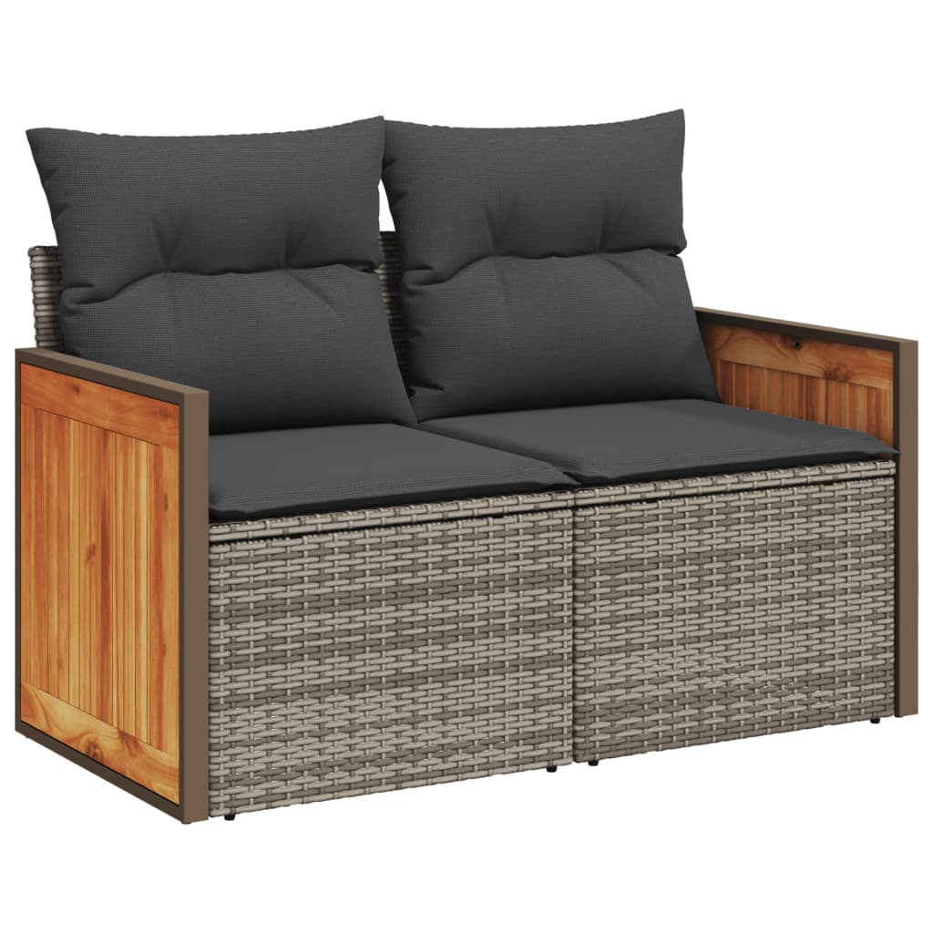 9-dijelni set vrtnih sofa od poliratana s jastucima sivi