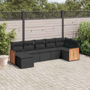 7-dijelni set vrtnih sofa od poliratana s jastucima crni