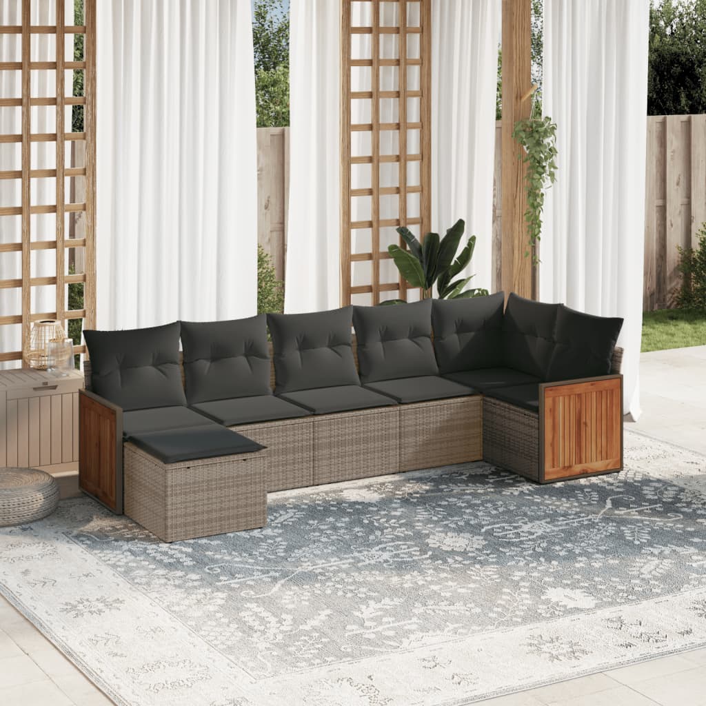 7-dijelni set vrtnih sofa sivi od poliratana