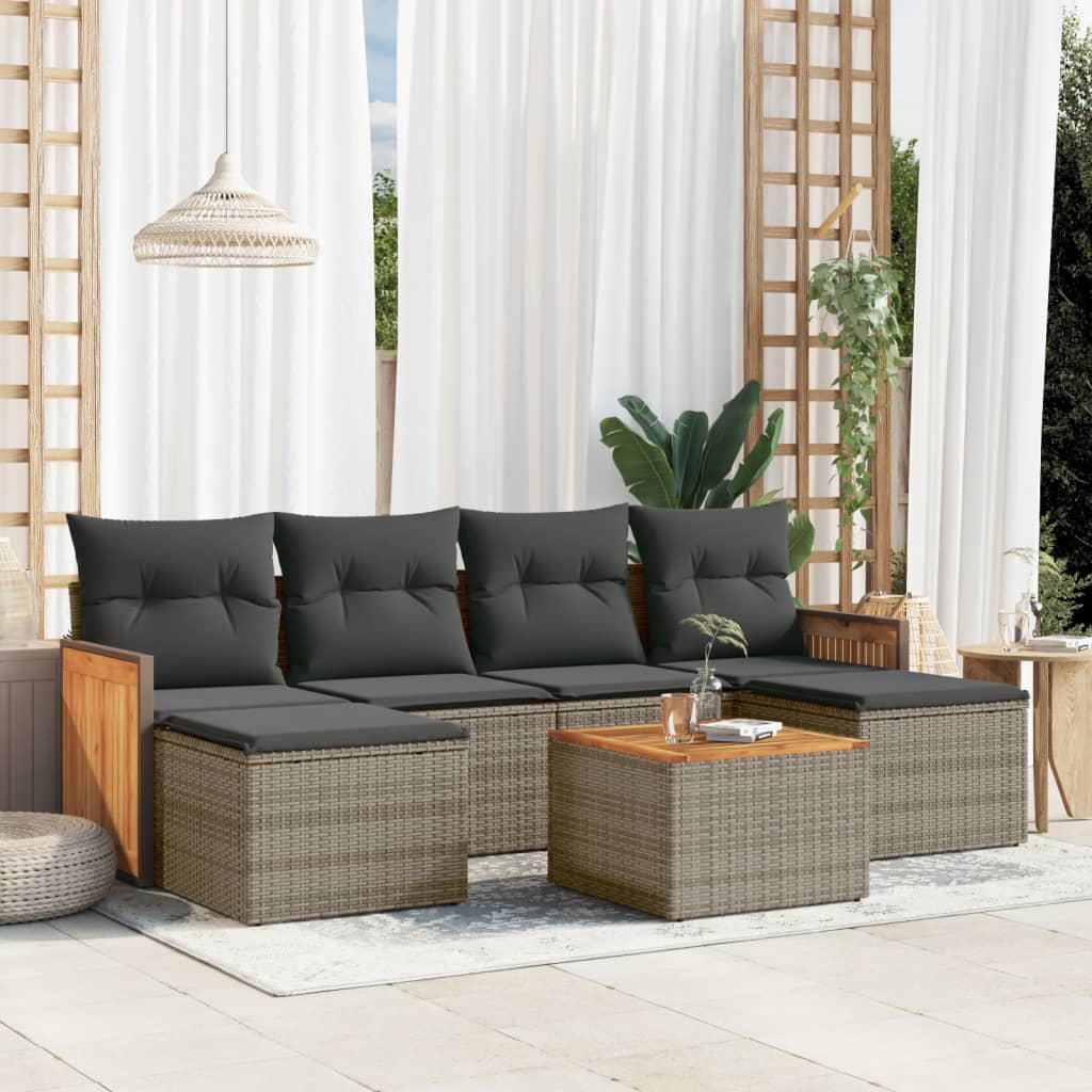 7-dijelni set vrtnih sofa sivi od poliratana