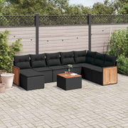 9-dijelni set vrtnih sofa s jastucima crni od poliratana