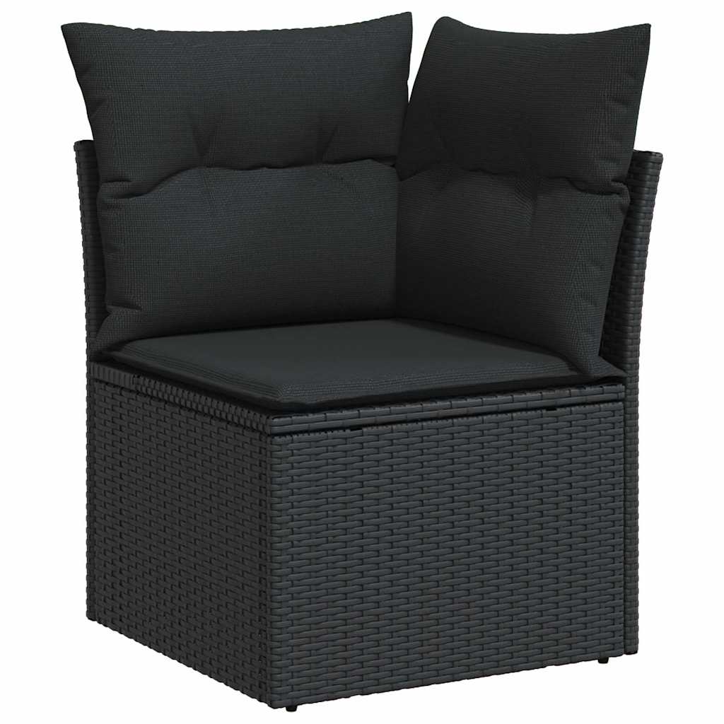 10-dijelni set vrtnih sofa s jastucima crni od poliratana