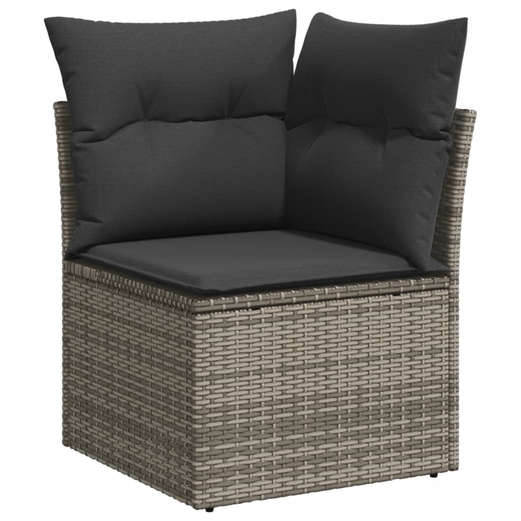 10-dijelni set vrtnih sofa od poliratana s jastucima sivi