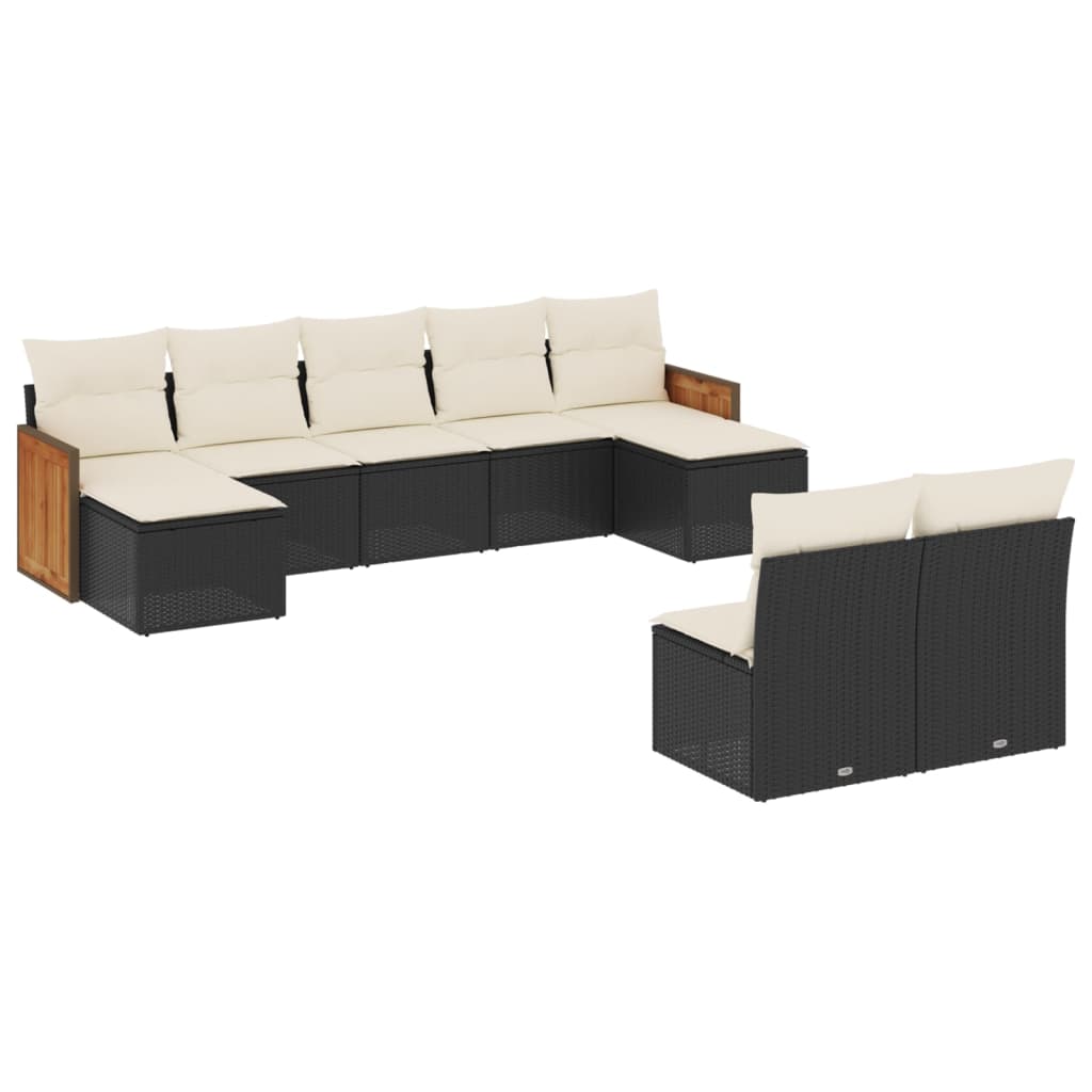 9-dijelni set vrtnih sofa s jastucima crni od poliratana