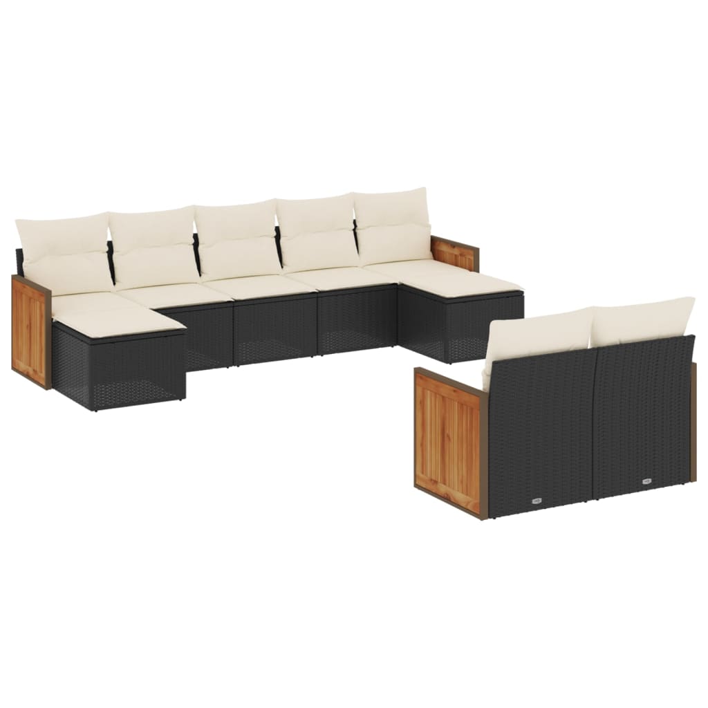 9-dijelni set vrtnih sofa od poliratana s jastucima sivi