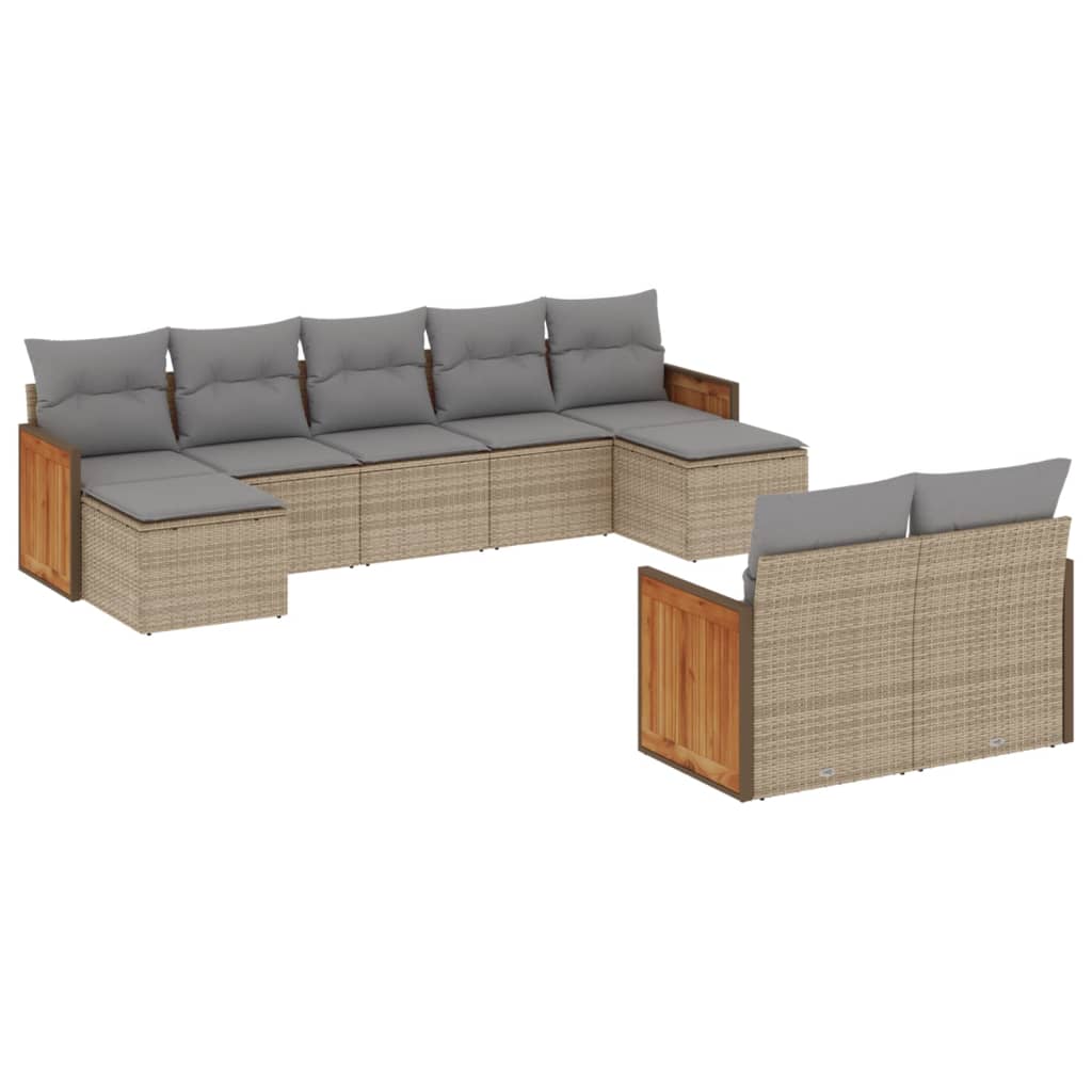 9-dijelni set vrtnih sofa od poliratana s jastucima sivi