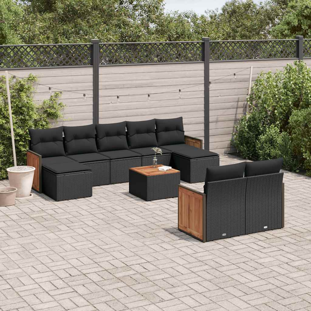 9-dijelni set vrtnih sofa od poliratana s jastucima sivi