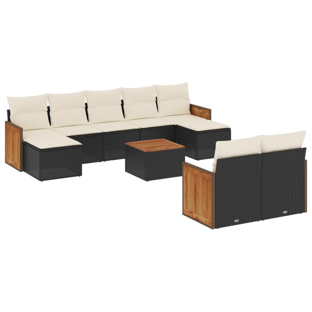 9-dijelni set vrtnih sofa od poliratana s jastucima sivi