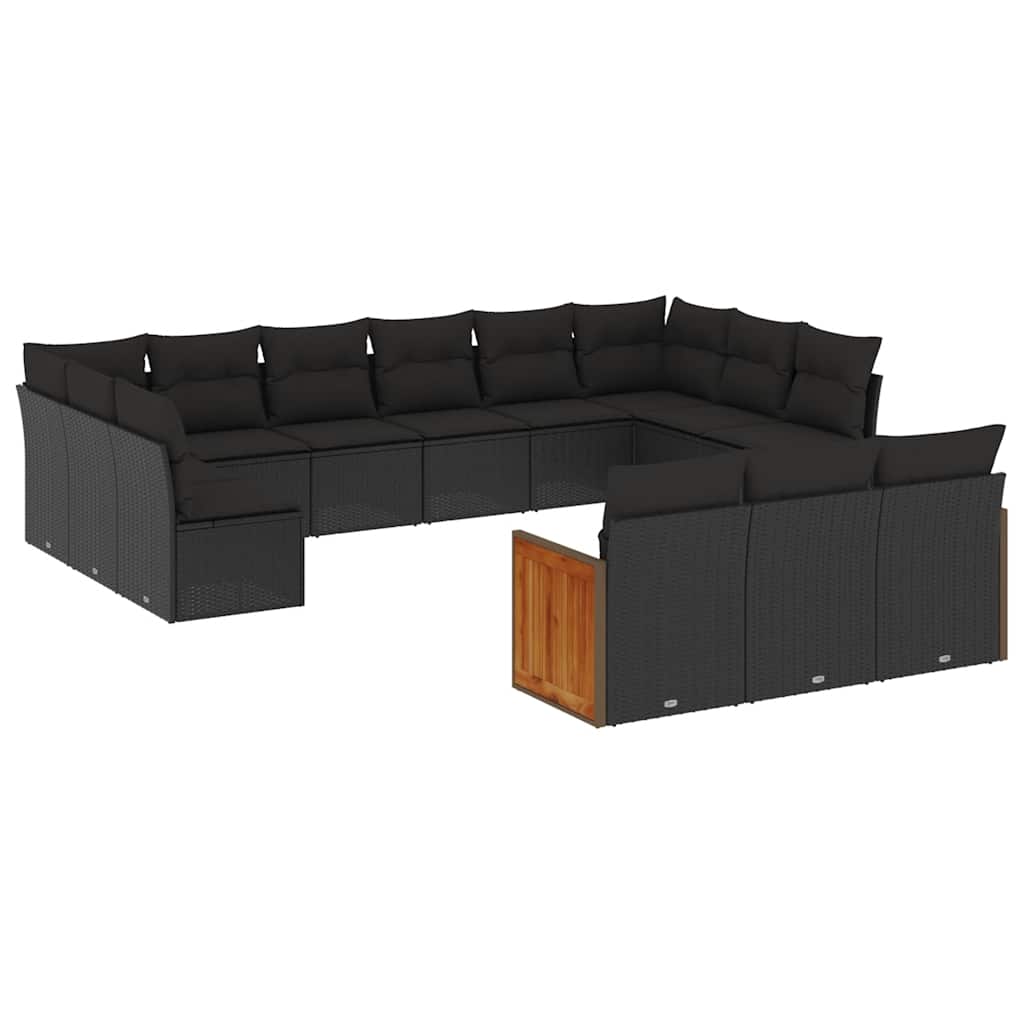 13-dijelni set vrtnih sofa s jastucima poliratan crni