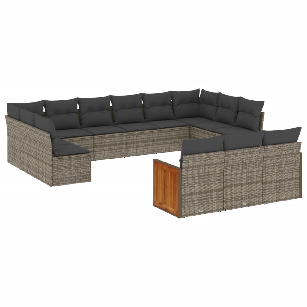 13-dijelni set vrtnih sofa od poliratana s jastucima sivi