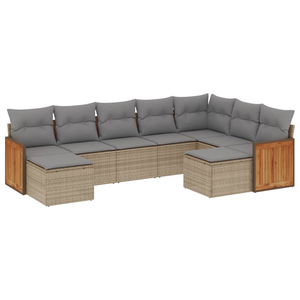 9-dijelni set vrtnih sofa s jastucima bež od poliratana