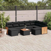10-dijelni set vrtnih sofa s jastucima crni od poliratana
