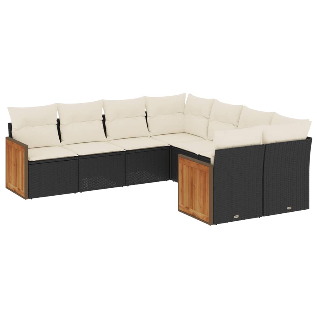 8-dijelni set vrtnih sofa od poliratana s jastucima crni