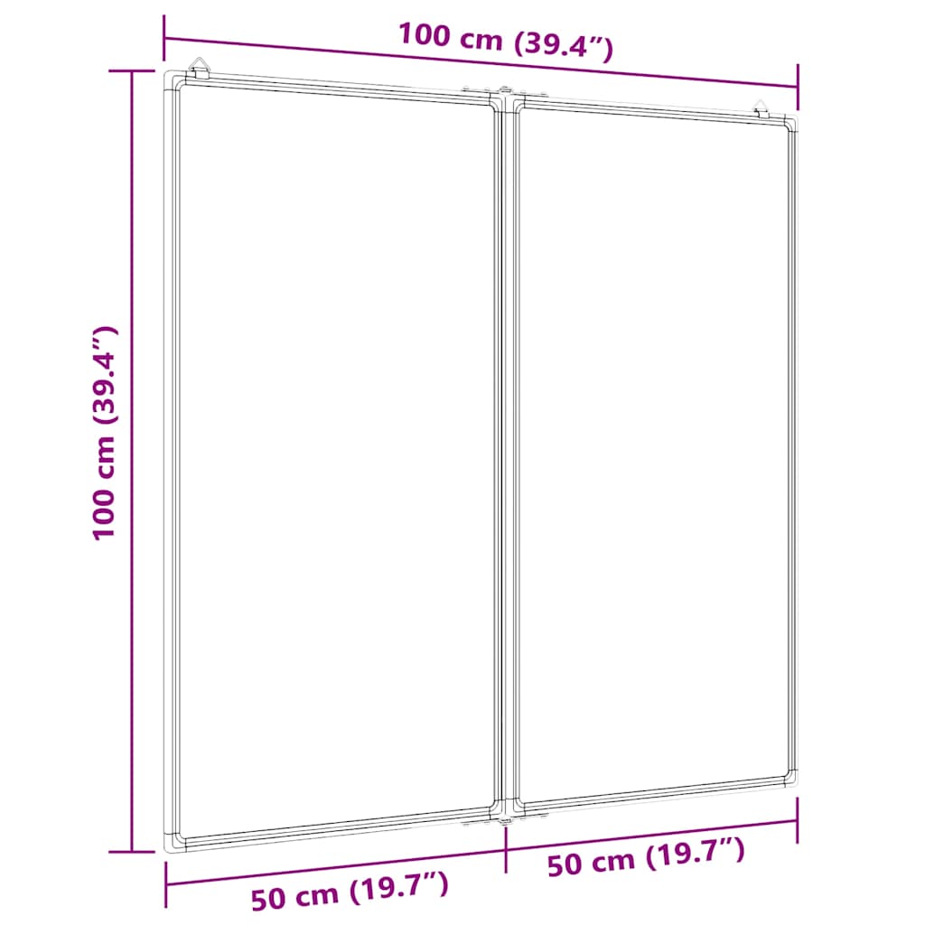 Magnetna bijela ploča sklopiva 100 x 100 x 1,7 cm aluminijska