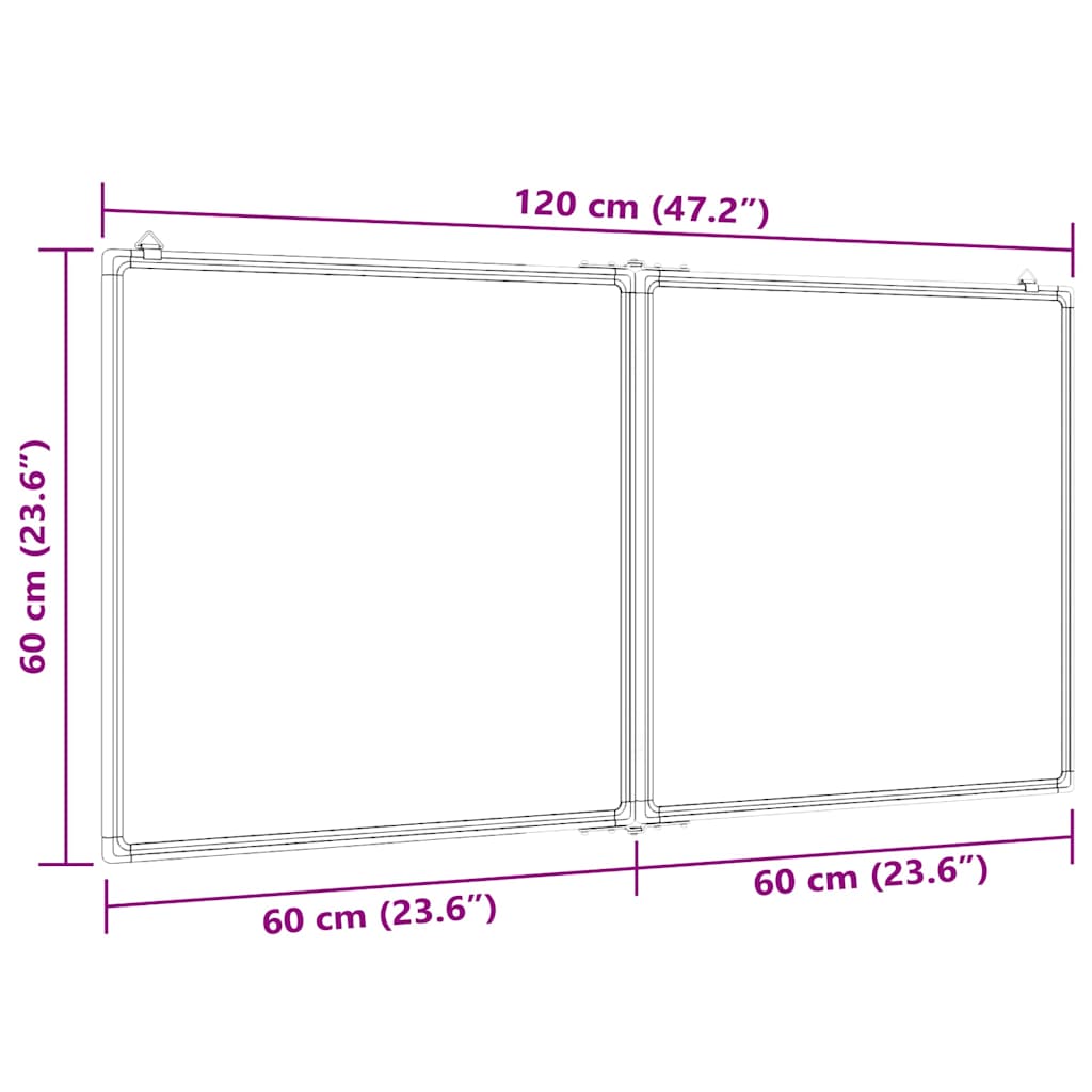 Magnetna bijela ploča sklopiva 120 x 60 x 1,7 cm aluminijska