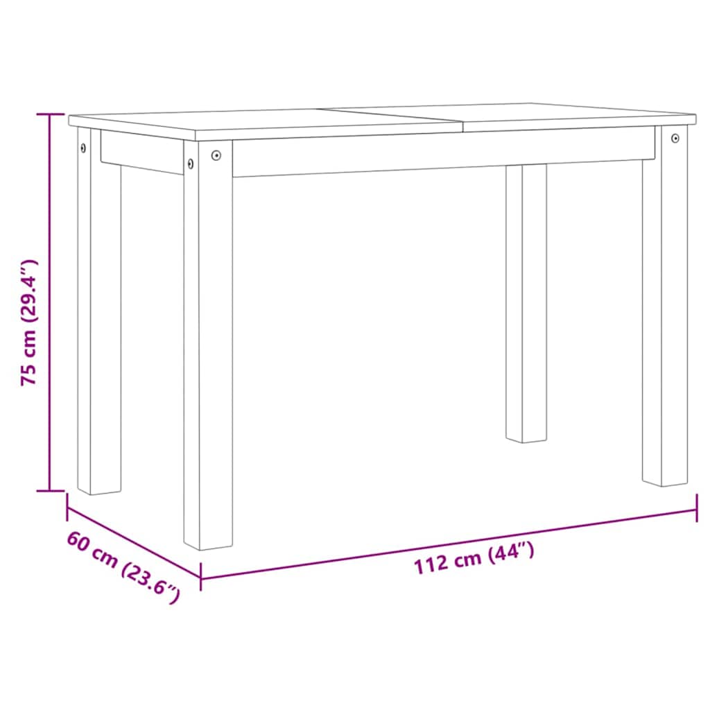 Blagovaonski stol PANAMA sivi 112x60x75 cm od masivne borovine