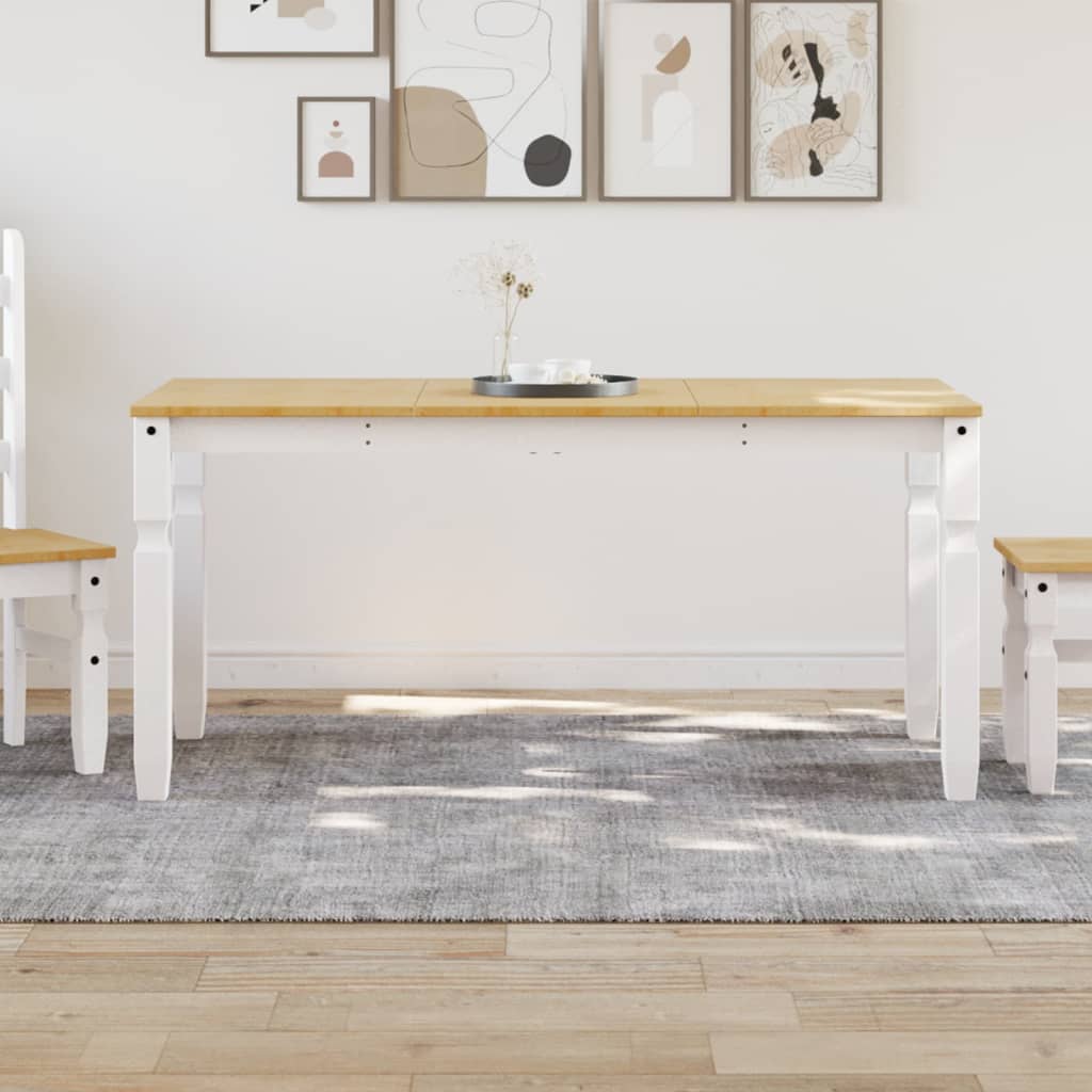 Blagovaonski stol Corona bijeli 160x80x75cm od masivne borovine