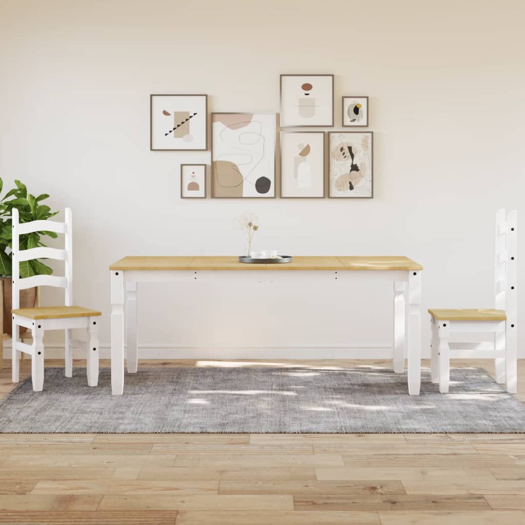 Blagovaonski stol Corona bijeli 180x90x75 cm masivna borovina