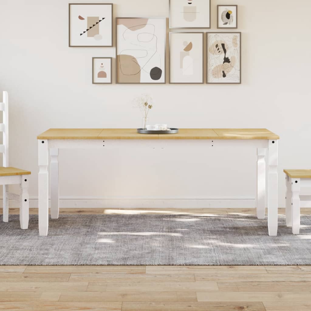 Blagovaonski stol Corona bijeli 180x90x75 cm masivna borovina