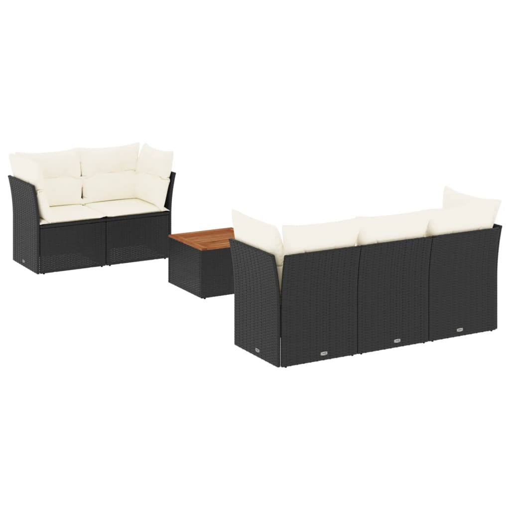 6-dijelni set vrtnih sofa s jastucima crni od poliratana
