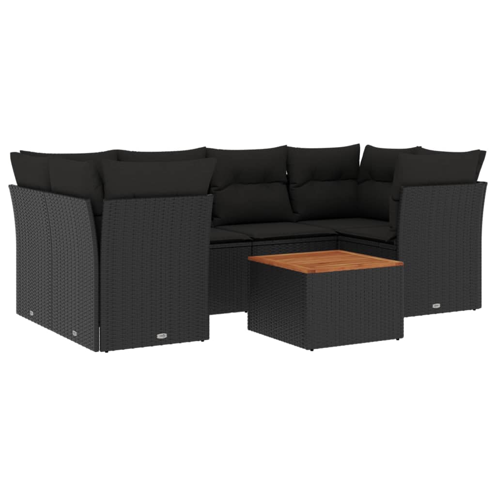 7-dijelni set vrtnih sofa od poliratana s jastucima crni