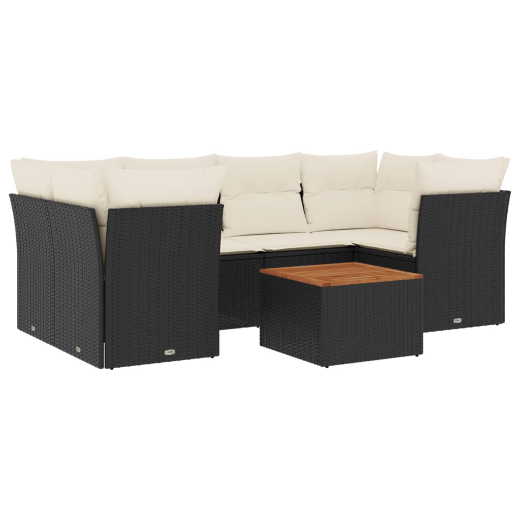 7-dijelni set vrtnih sofa od poliratana s jastucima crni