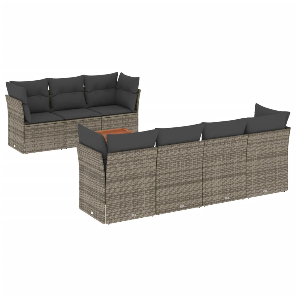 8-dijelni set vrtnih sofa od poliratana s jastucima sivi