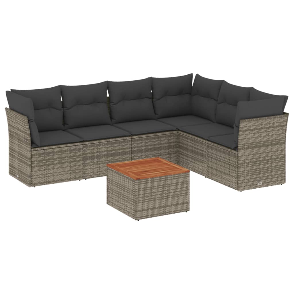7-dijelni set vrtnih sofa sivi od poliratana