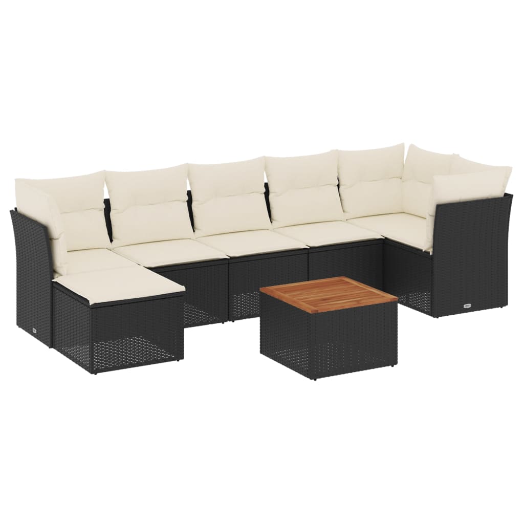 8-dijelni set vrtnih sofa od poliratana s jastucima crni