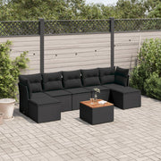 8-dijelni set vrtnih sofa od poliratana s jastucima crni
