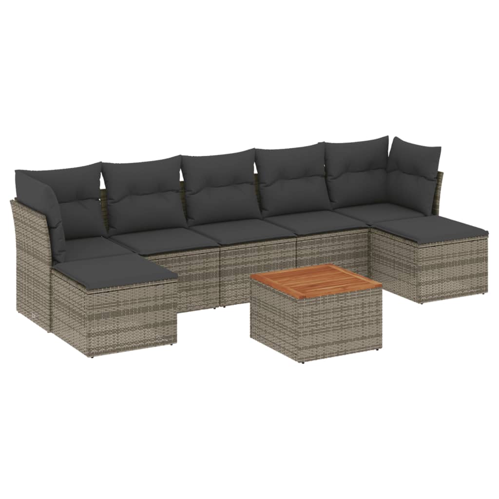 8-dijelni set vrtnih sofa od poliratana s jastucima sivi