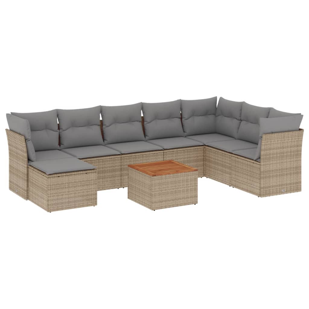 9-dijelni set vrtnih sofa s jastucima bež od poliratana
