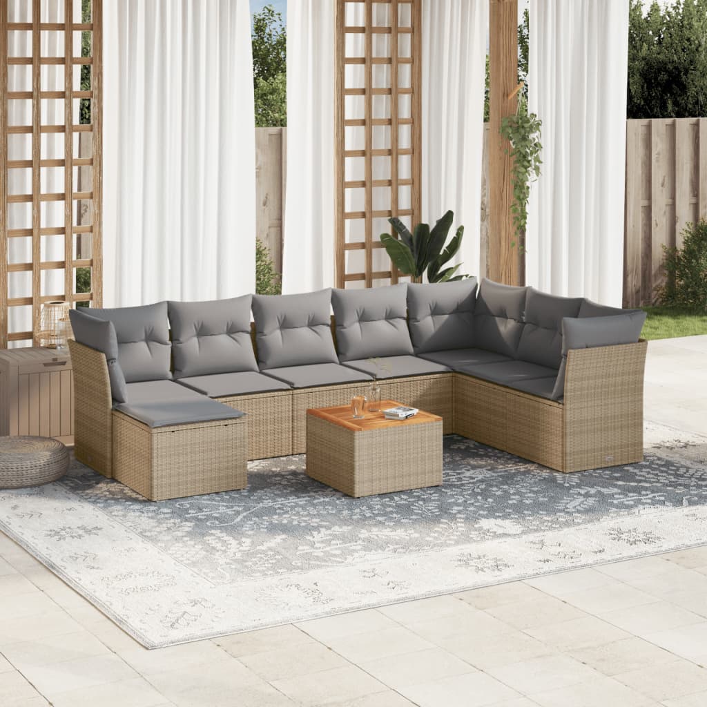 9-dijelni set vrtnih sofa od poliratana s jastucima