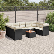 10-dijelni set vrtnih sofa s jastucima crni od poliratana