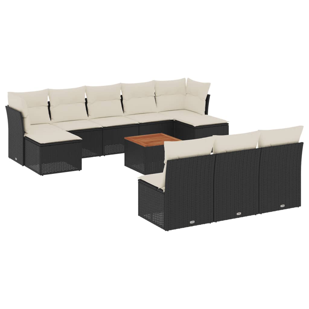 11-dijelni set vrtnih sofa od poliratana s jastucima crni