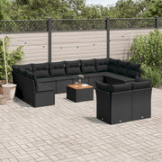 13-dijelni set vrtnih sofa s jastucima poliratan crni