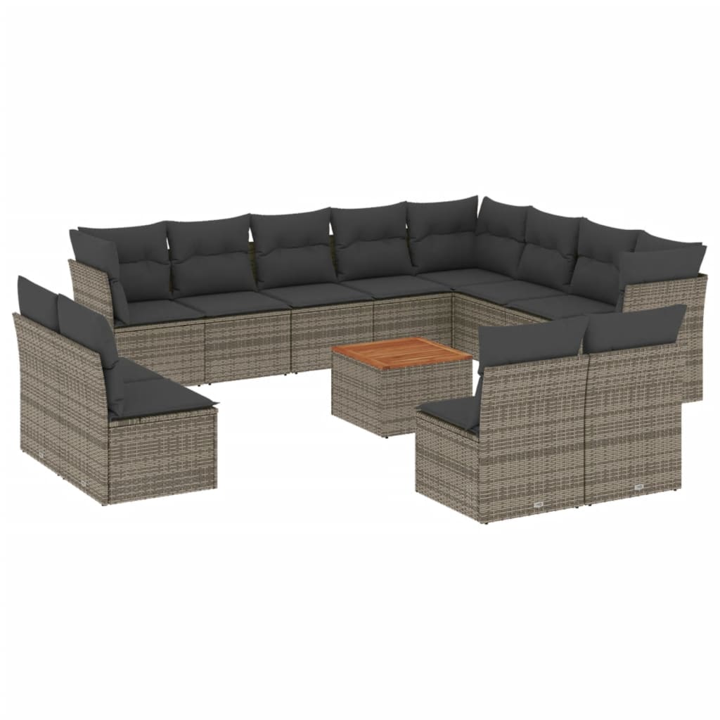 13-dijelni set vrtnih sofa od poliratana s jastucima sivi