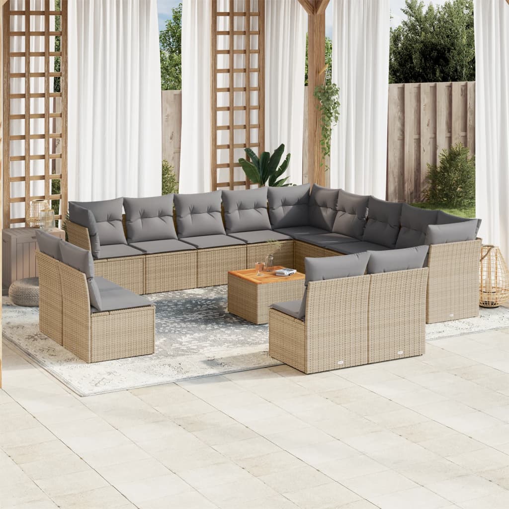14-dijelni set vrtnih sofa s jastucima poliratan Bež