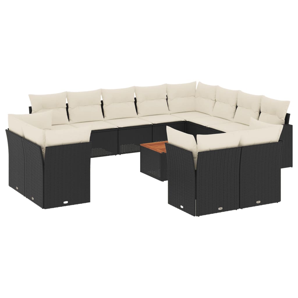 13-dijelni set vrtnih sofa s jastucima poliratan crni