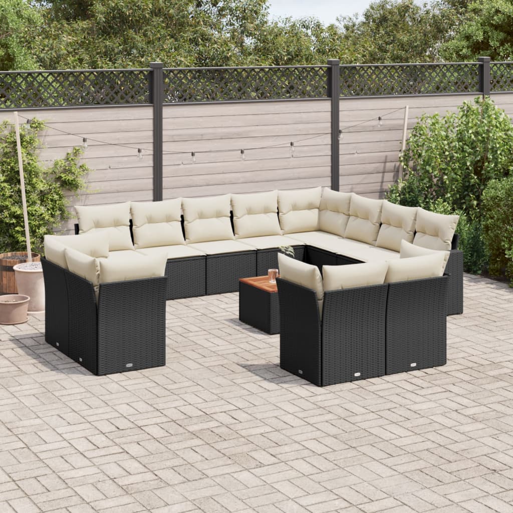 13-dijelni set vrtnih sofa s jastucima poliratan crni