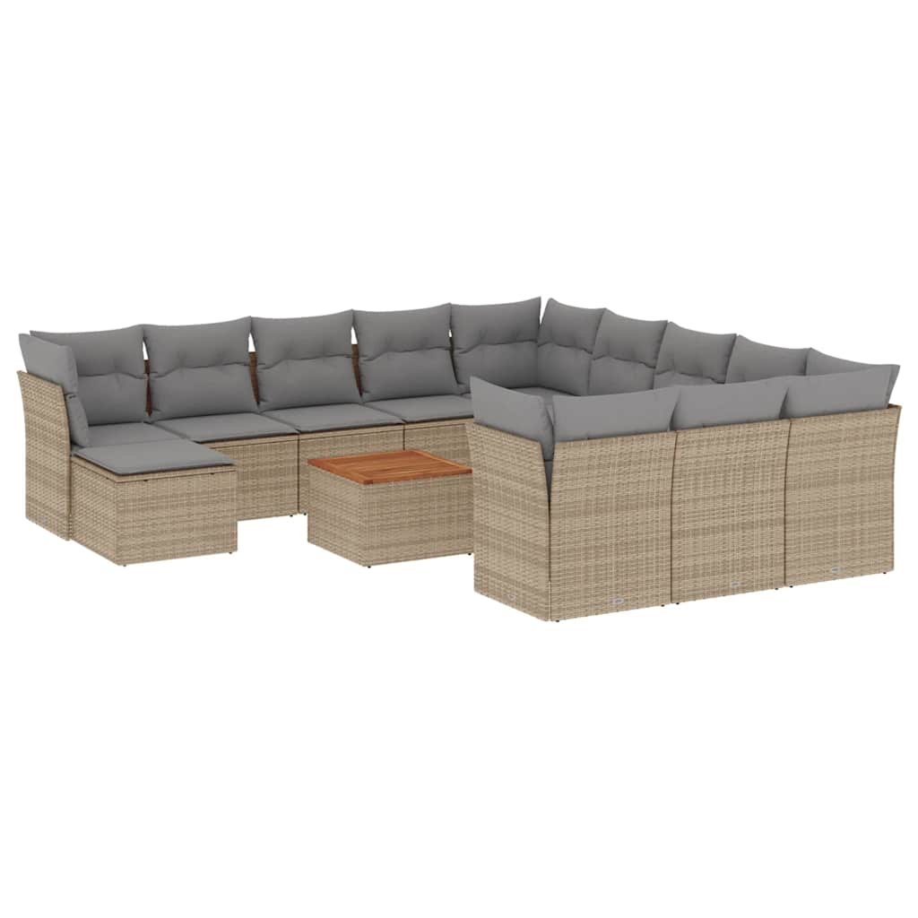 13-dijelni set vrtnih sofa s jastucima poliratan Bež